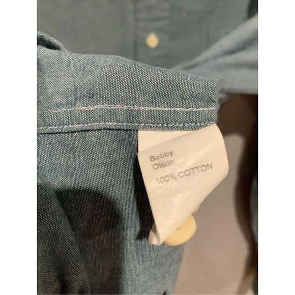 Blue Button Down Shirt-TRUMAKER Custom Cotton Long Sleeve EUC Large - Picture 5 of 6